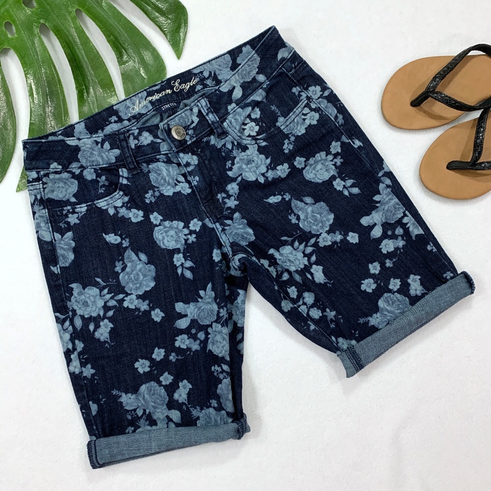 American Eagle Floral Bermuda Cut-Off Shorts